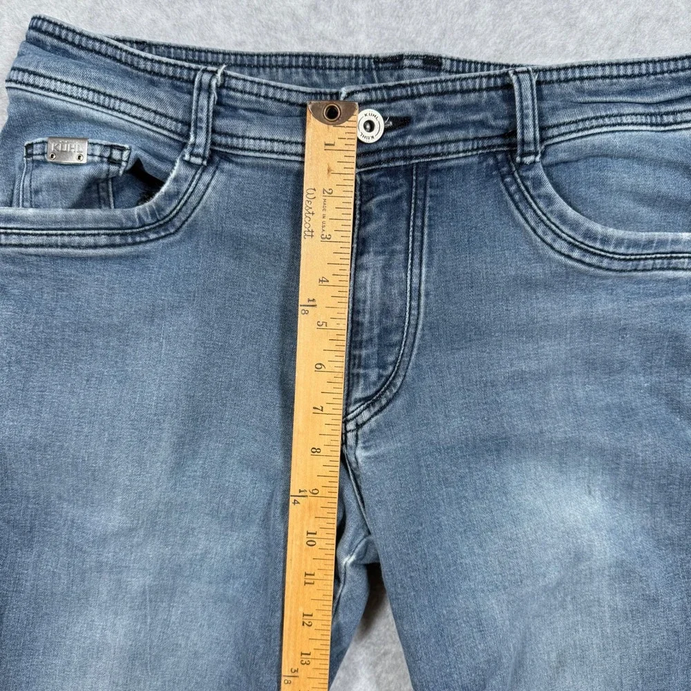 Kuhl Kanvus Jean Mens Faded Blue Indigo Straight Leg Pants 36x32 (Fits 33x28) - Picture 5 of 13